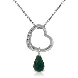 Genuine 3.33 ctw Emerald & Diamond Necklace Jewelry 14KT White Gold - REF-46W2Y