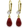 Image 1 : Genuine 6.63 ctw Ruby & Diamond Earrings Jewelry 14KT Yellow Gold - REF-29T7A