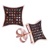 Image 1 : 0.20 CTW Red Color Diamond Square Kite Cluster Earrings 10KT Rose Gold - REF-22F4N