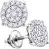 Image 1 : 0.71 CTW Diamond Cluster Earrings 10KT White Gold - REF-48F7N