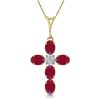 Image 1 : Genuine 1.75 ctw Ruby & Diamond Necklace Jewelry 14KT Yellow Gold - REF-44W4Y