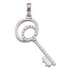 Image 1 : 0.08 CTW Pave-set Diamond Key Pendant 10KT White Gold - REF-8K9W