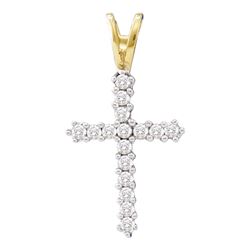 0.25 CTW Diamond Roman Cross Pendant 10KT Yellow Gold - REF-10X5Y