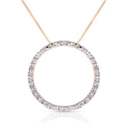 Genuine 0.10 ctw Diamond Anniversary Necklace Jewelry 14KT Yellow Gold - REF-47P6H