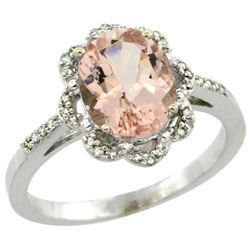 Natural 1.8 ctw Morganite & Diamond Engagement Ring 10K White Gold - REF-38X4A