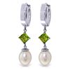 Image 1 : Genuine 9.5 ctw Pearl & Peridot Earrings Jewelry 14KT White Gold - REF-53R2P