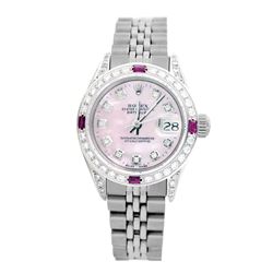 Rolex Pre-owned 26mm Womens Custom Pink MOP Stainless Steel - REF-510M2R