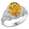 Image 1 : Natural 2.92 ctw quartz & Diamond Engagement Ring 14K White Gold - REF-101M5H