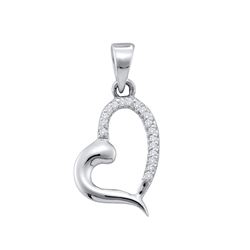 0.05 CTW Diamond Heart Love Pendant 10KT White Gold - REF-6H6M