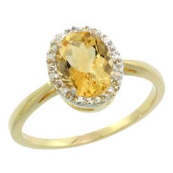 Natural 1.22 ctw Citrine & Diamond Engagement Ring 10K Yellow Gold - REF-20M3H