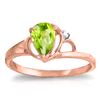 Image 1 : Genuine 0.66 ctw Peridot & Diamond Ring Jewelry 14KT Rose Gold - REF-31M4T