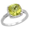 Image 1 : Natural 3.92 ctw Lemon-quartz & Diamond Engagement Ring 10K White Gold - REF-25M5H