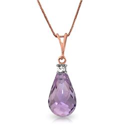 Genuine 2.3 ctw Amethyst & Diamond Necklace Jewelry 14KT Rose Gold - REF-22H8X