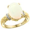 Image 1 : Natural 5.53 ctw Opal & Diamond Engagement Ring 14K Yellow Gold - REF-62F2N