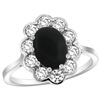 Image 1 : Natural 2.38 ctw Onyx & Diamond Engagement Ring 14K White Gold - REF-79V6F