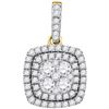 Image 1 : 0.88 CTW Diamond Square Pendant 14KT Yellow Gold - REF-82Y4X