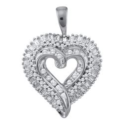 0.53 CTW Diamond Heart Pendant 10KT White Gold - REF-32Y9X