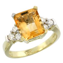 Natural 2.86 ctw citrine & Diamond Engagement Ring 14K Yellow Gold - REF-65A2V