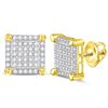 Image 1 : 0.25 CTW Mens Diamond Square Cluster Stud Earrings 10KT Yellow Gold - REF-19X4Y