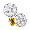 Image 1 : 1.82 CTW Diamond Cluster Screwback Earrings 10KT Yellow Gold - REF-247X4Y