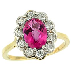 Natural 2.34 ctw Pink-topaz & Diamond Engagement Ring 10K Yellow Gold - REF-69M8H