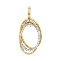 0.15 CTW Diamond Triple Joined Oval Pendant 10KT Yellow Gold - REF-18N2F