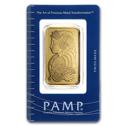 Genuine 1 oz 0.9999 Fine Gold Bar - PAMP Suisse Lady Fortuna