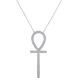 0.25 CTW Diamond Ankh Cross Pendant 10KT White Gold - REF-37X5Y