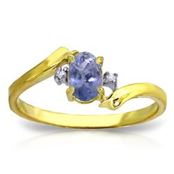 Genuine 0.46 ctw Tanzanite & Diamond Ring Jewelry 14KT Yellow Gold - REF-31R9P