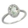 Image 1 : Natural 1.22 ctw Green-amethyst & Diamond Engagement Ring 14K White Gold - REF-27A2V