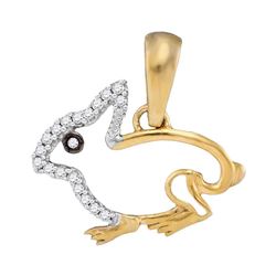 0.05 CTW Diamond Rabbit Bunny Pendant 10KT Yellow Gold - REF-8K9W