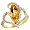 Image 1 : Natural 3.33 ctw Citrine & Diamond Engagement Ring 14K Yellow Gold - REF-77Y5X