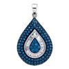 Image 1 : 1 CTW Blue Color Diamond Teardrop Pendant 10KT White Gold - REF-44X9Y