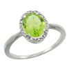 Image 1 : Natural 1.41 ctw Peridot & Diamond Engagement Ring 14K White Gold - REF-27R5Z