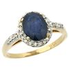 Image 1 : Natural 1.57 ctw Blue-sapphire & Diamond Engagement Ring 10K Yellow Gold - REF-32H2W