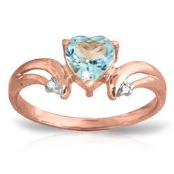 Genuine 0.96 ctw Blue Topaz & Diamond Ring Jewelry 14KT Rose Gold - REF-41W4Y