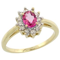 Natural 0.67 ctw Pink-topaz & Diamond Engagement Ring 10K Yellow Gold - REF-38A8V