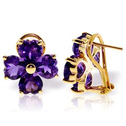 Genuine 6.5 ctw Amethyst Earrings Jewelry 14KT Yellow Gold - REF-80W6Y