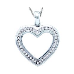 0.10 CTW Diamond Heart Love Pendant 10KT White Gold - REF-16Y4X