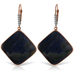 Genuine 43.65 ctw Sapphire & Diamond Earrings Jewelry 14KT Rose Gold - REF-137K2V