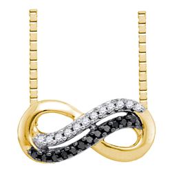 0.10 CTW Black Color Diamond Infinity Pendant 10KT Yellow Gold - REF-12X2Y