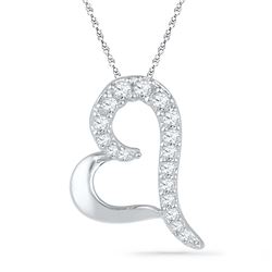 0.08 CTW Diamond Heart Love Pendant 10KT White Gold - REF-7Y4X