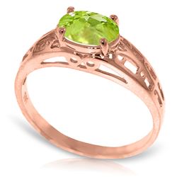 Genuine 1.15 ctw Peridot Ring Jewelry 14KT Rose Gold - REF-32P3H