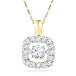 0.26 CTW Diamond Square Moving Twinkle Pendant 10KT Yellow Gold - REF-30N2F