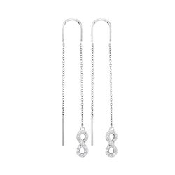 0.14 CTW Diamond Infinity Threader Earrings 10KT White Gold - REF-22H4M