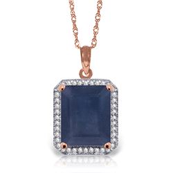 Genuine 6.6 ctw Sapphire & Diamond Necklace Jewelry 14KT Rose Gold - REF-103V5W