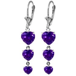 Genuine 6 ctw Amethyst Earrings Jewelry 14KT White Gold - REF-66X9M