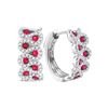 Image 1 : 1.5 CTW Ruby Outline Luxury Hoop Earrings 14KT White Gold - REF-142Y4X