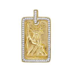 0.35 CTW Mens Diamond Liberty Statue Pendant 10KT Yellow Gold - REF-52W4K