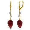 Image 1 : Genuine 26.12 ctw Ruby & Diamond Earrings Jewelry 14KT Yellow Gold - REF-53F6Z